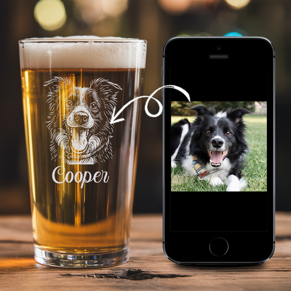 Custom Photo Dog Beer Glasses | Custom Pint Glass with Your Dog's Photo | Dog Photo On Pint Glass TNNGL22