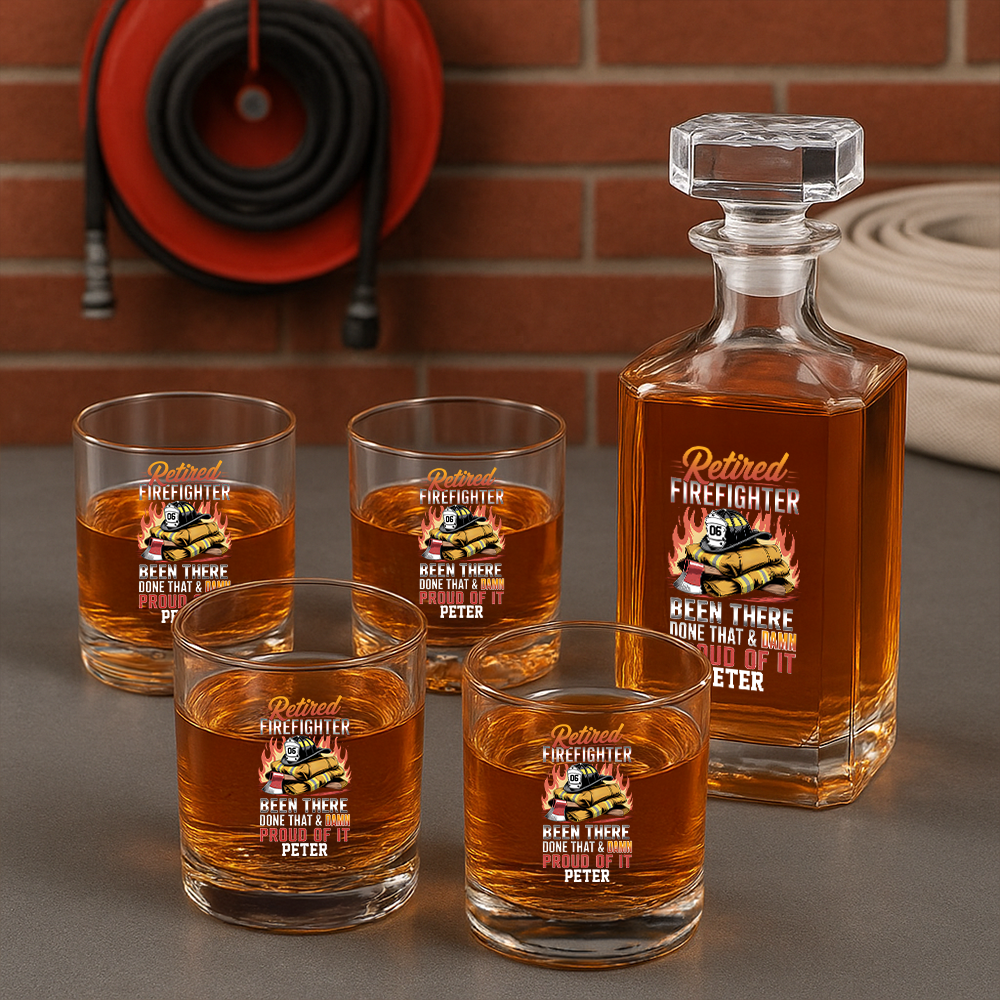 Personalized Firefighter Been There Done That And Damn Proud Of It Decanter Set, Gift For Fireman, First Responder Gift TNN030