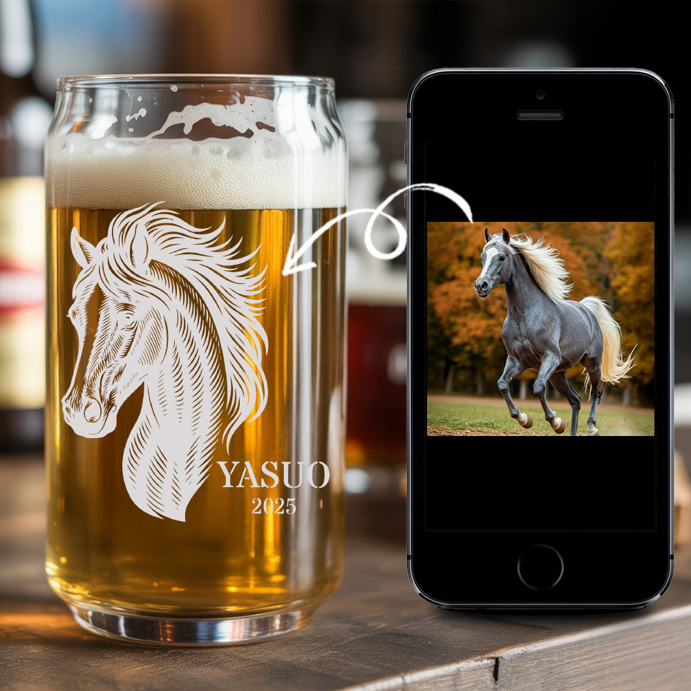 Custom Photo Horse Beer Can Glass | Personalized Gift for Pet Owners | Gift For Pet Lover TNNGL47