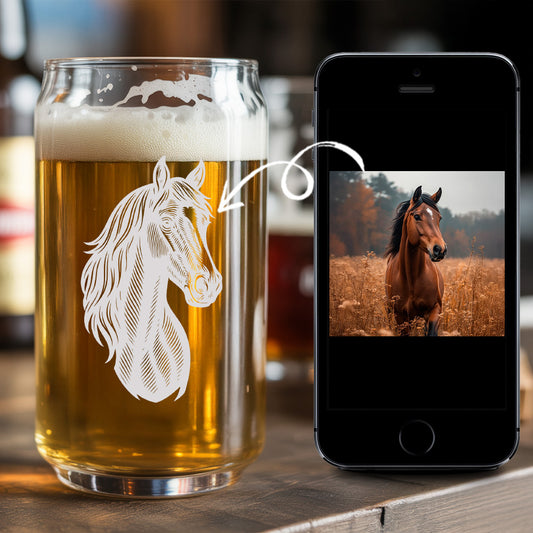 Custom Photo Horse Beer Can Glass | Personalized Gift for Pet Owners | Gift For Pet Lover TNNGL48