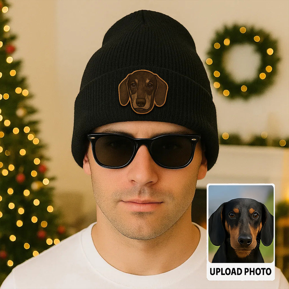 Custom Dog Photo Beanie Hat – Personalized Winter Knit Hat with Dog or Cat Photo, Perfect Gift Idea TH99B11