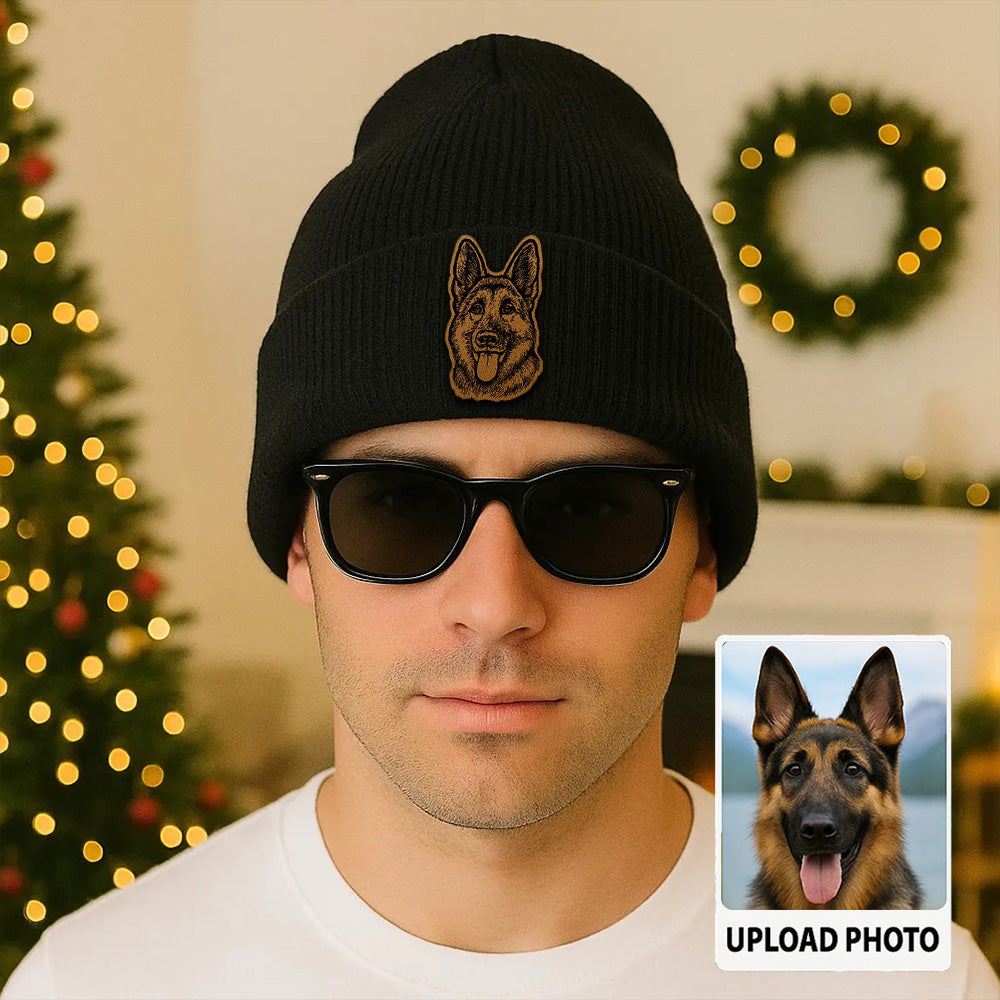 Personalized Dog Beanie Hat – Custom Pet Face Winter Knit Hat, Cute Gift for Dog Owners TH99B07