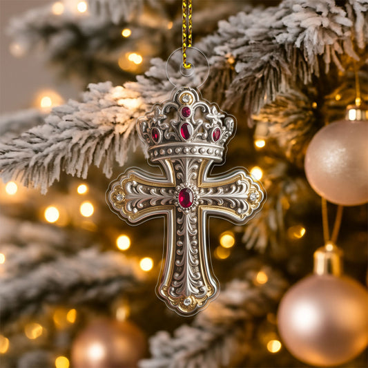 Cross And Crown Jesus Acrylic Ornament Christmas Gift