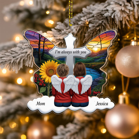 Butterfly Family Sitting Memorial Keepsake Acrylic Ornament Christmas Gift