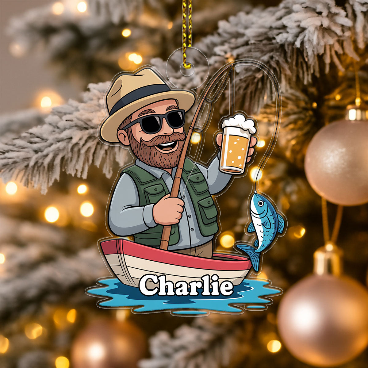 Caricature Fisherman2 Acrylic Ornament Christmas Gift