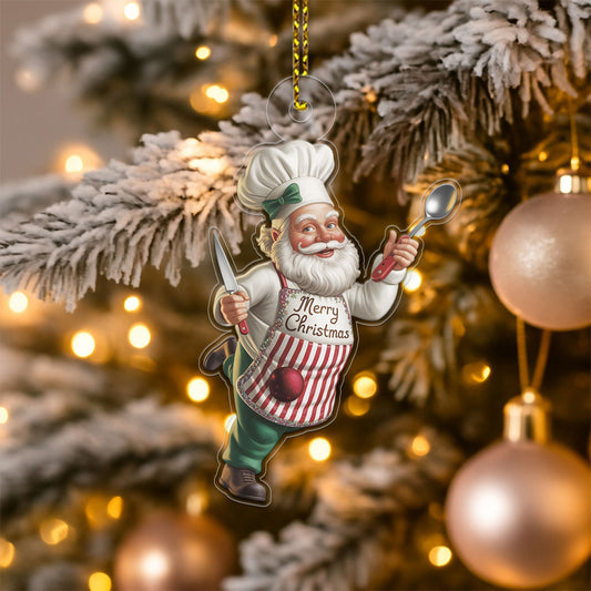 Custom Name Christmas Santa Chef Acrylic Ornament Christmas Gift