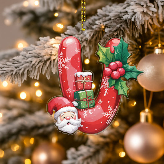 Christmas Ornaments V Monogram Xmas Red Santa Acrylic Ornament Christmas Gift
