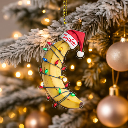 Custom Name Banana Santa Acrylic Ornament Christmas Gift