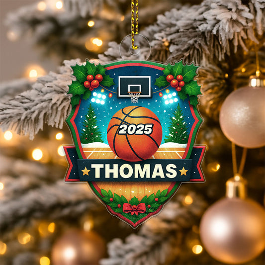 Custom Name Basketball Xmas Acrylic Ornament Christmas Gift