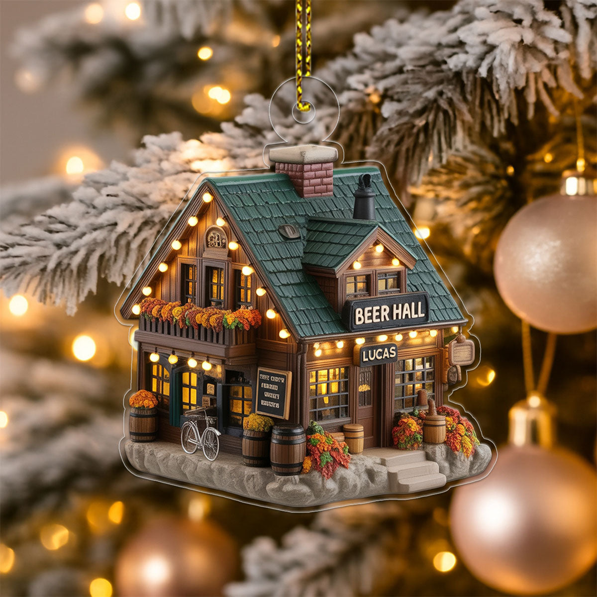 Custom Name Beer Hall Acrylic Ornament Christmas Gift