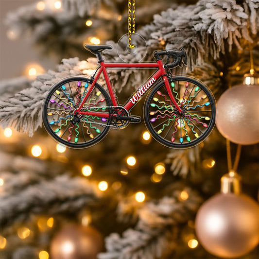 Custom Name Bicycle Xmas Acrylic Ornament Christmas Gift