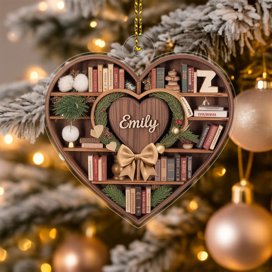 Custom Name Bookcase Acrylic Ornament Christmas Gift