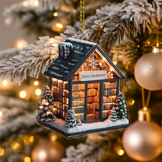 Custom Name Bookstore For Reader Acrylic Ornament Christmas Gift