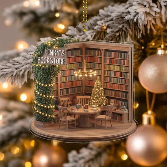 Custom Name Bookstore Xmas Acrylic Ornament Christmas Gift