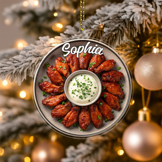 Custom Name Buffalo Chicken Wings Acrylic Ornament Christmas Gift