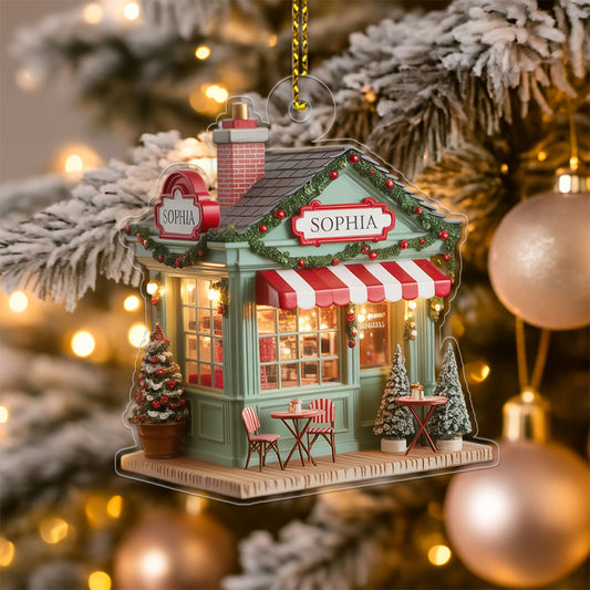 Custom Name Coffee Store Acrylic Ornament Christmas Gift