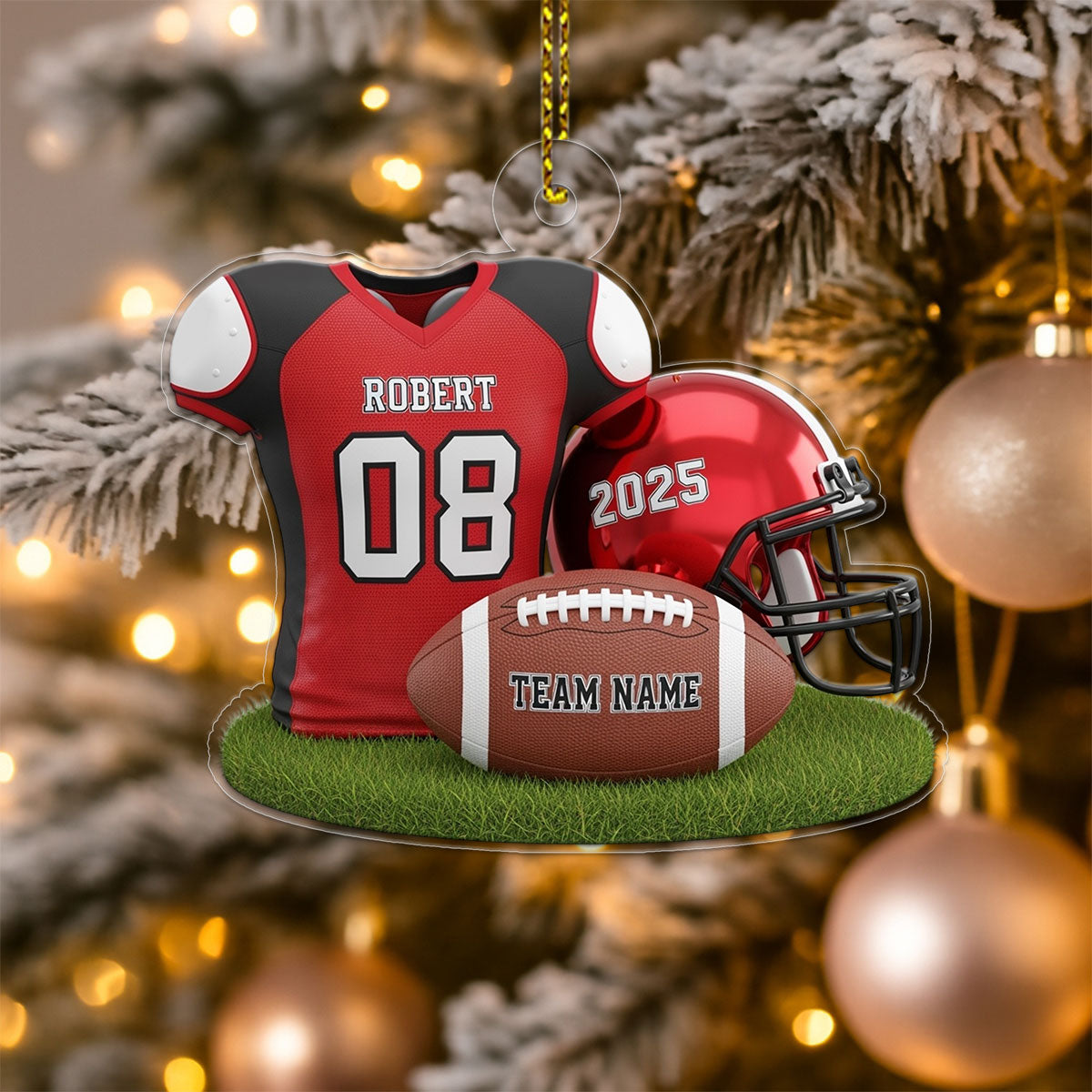 Custom Name Football Player Uniform Acrylic Ornament Christmas Gift