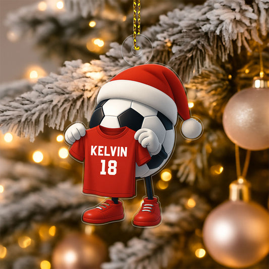 Custom Name Soccer Christmas Acrylic Ornament Christmas Gift