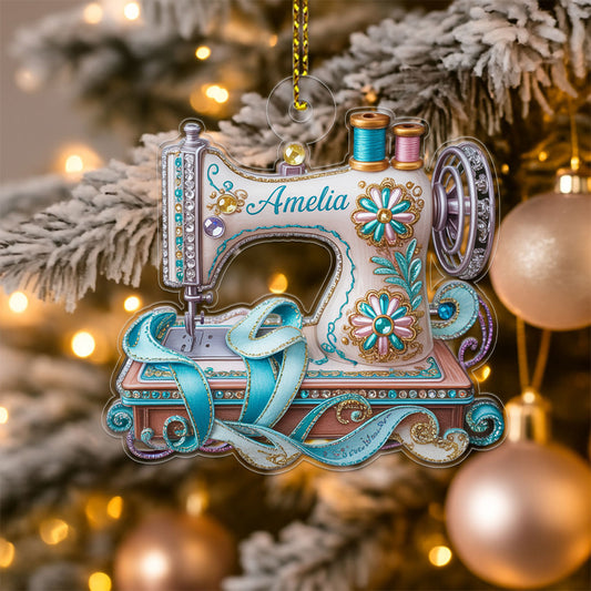 Custom Name Sewing Lover Acrylic Ornament Christmas Gift