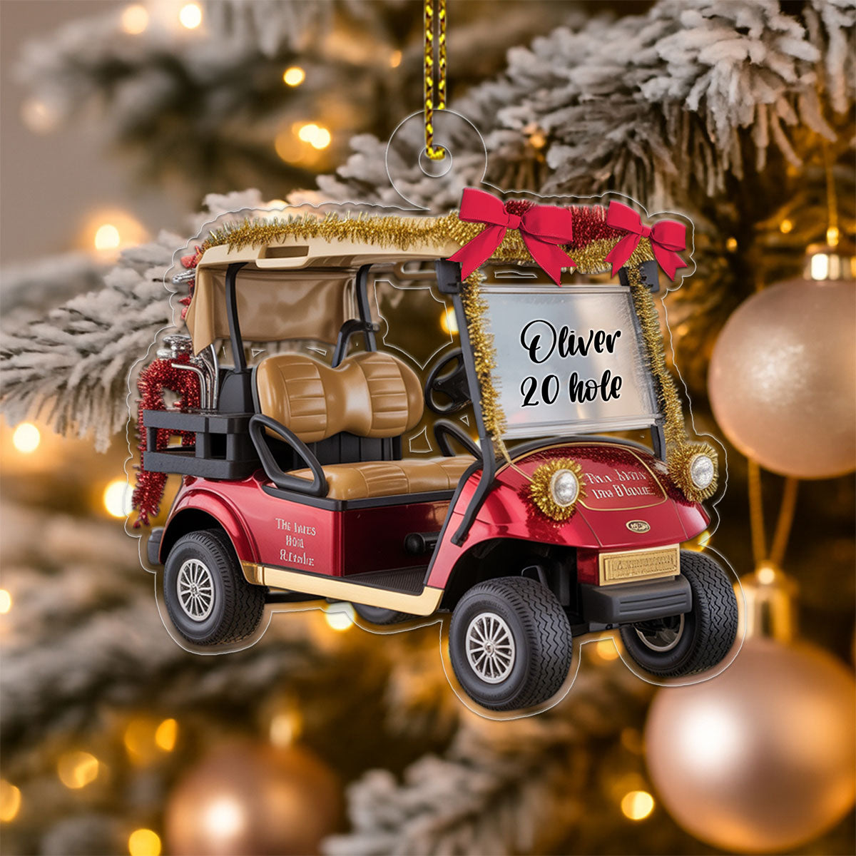 Custom Name Golf Car Christmas Acrylic Ornament Christmas Gift
