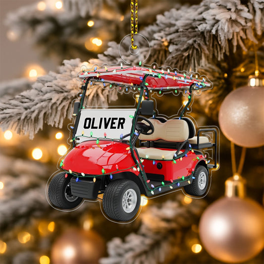 Custom Name Golf Cart With Ledlight Acrylic Ornament Christmas Gift