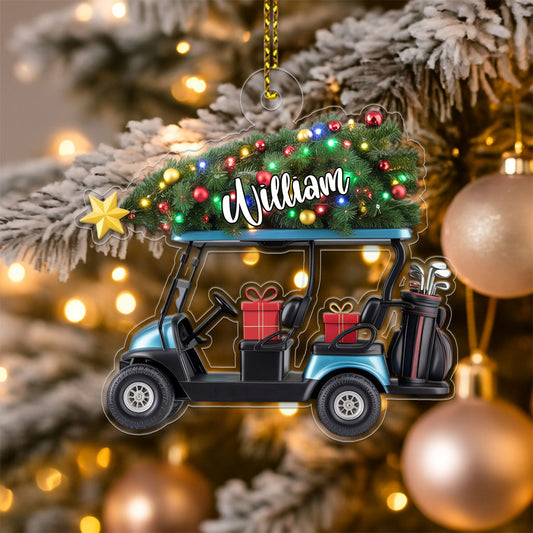 Custom Name Golf Cart Xmas Acrylic Ornament Christmas Gift