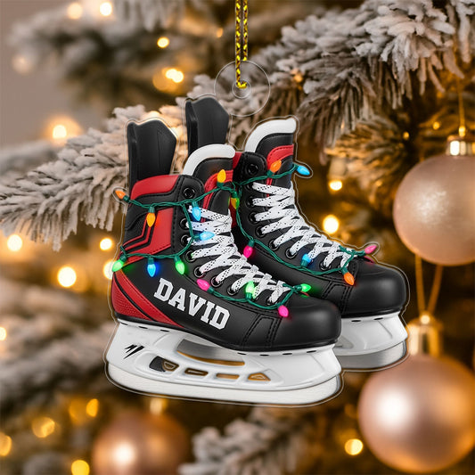 Custom Name Ice Hockey Skates Player Acrylic Ornament Christmas Gift