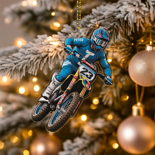 Custom Name Motocross Dirt Bike Christmas Ornament 1 Acrylic Ornament Christmas Gift