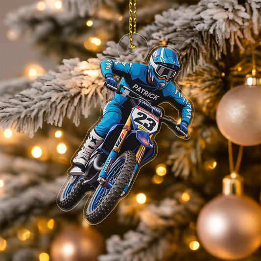 Custom Name Motocross Dirt Bike Christmas Ornament 2 Acrylic Ornament Christmas Gift