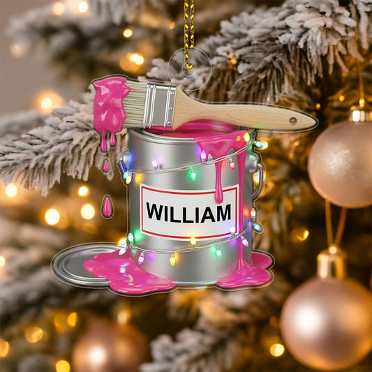 Custom Name Paint Bucket for Painters Acrylic Ornament Christmas Gift