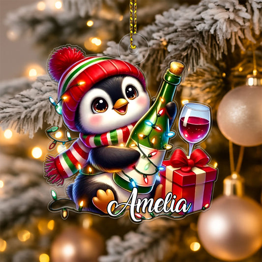 Custom Name Penguin Wine Lover