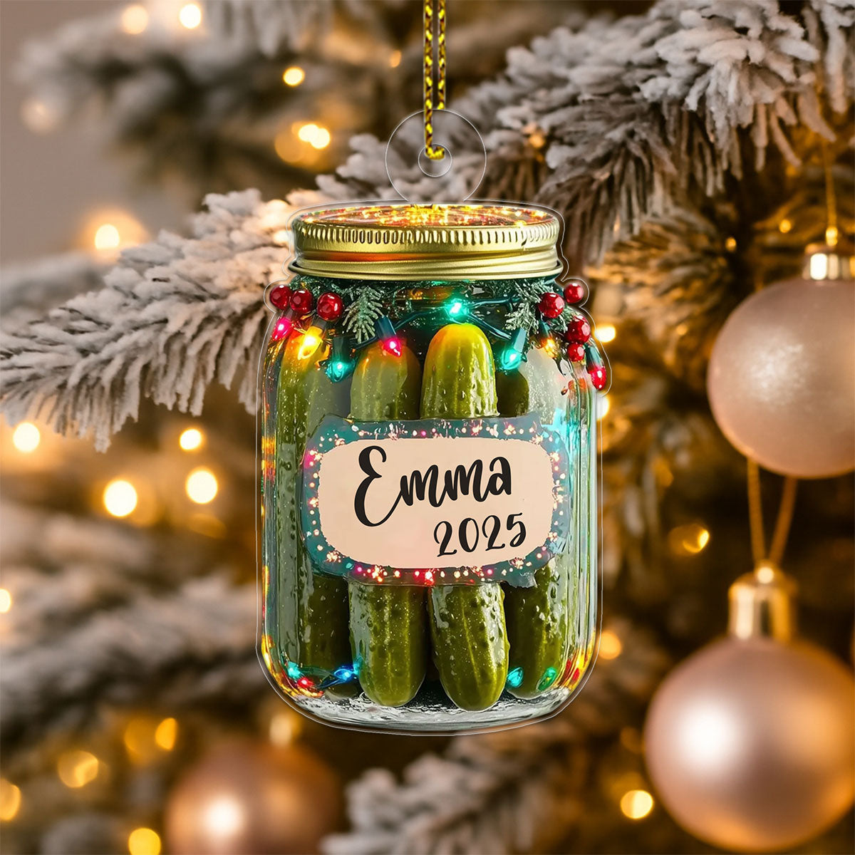Custom Name Pickle Jar Christmas Acrylic Ornament Christmas Gift