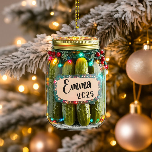Custom Name Pickle Jar Christmas Acrylic Ornament Christmas Gift