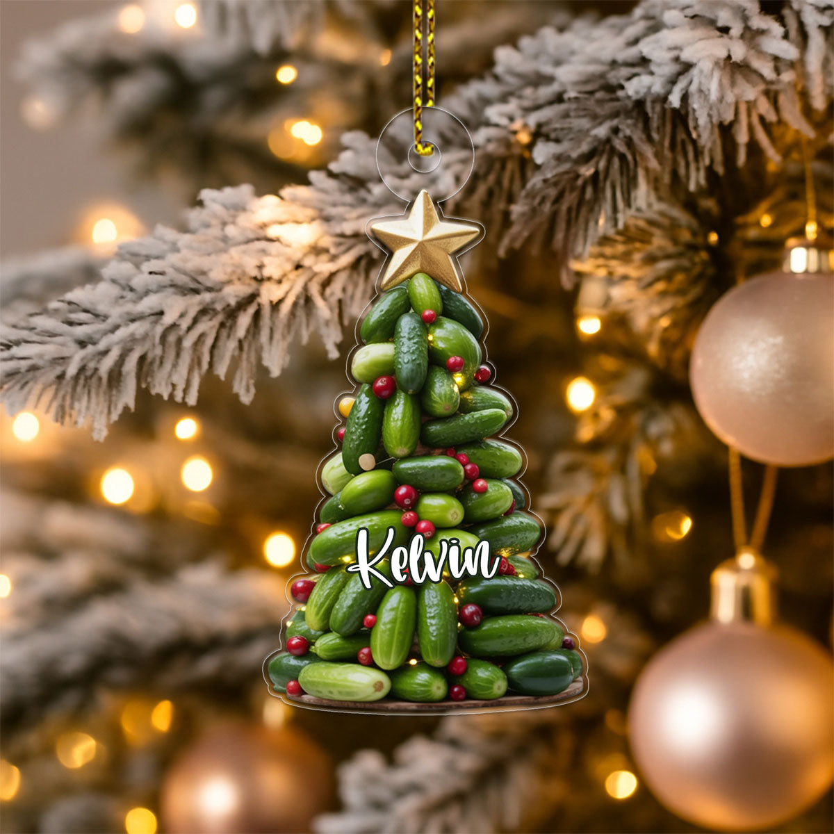 Custom Name Pickle Xmas Tree Acrylic Ornament Christmas Gift