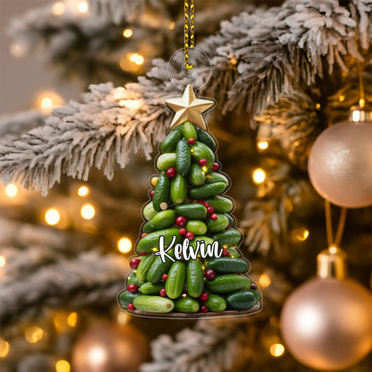 Custom Name Pickle Xmas Tree Acrylic Ornament Christmas Gift