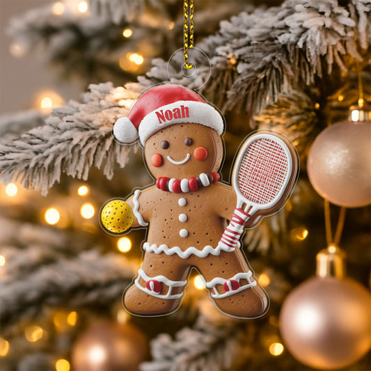 Custom Name Pickleball Gingerbread Acrylic Ornament Christmas Gift