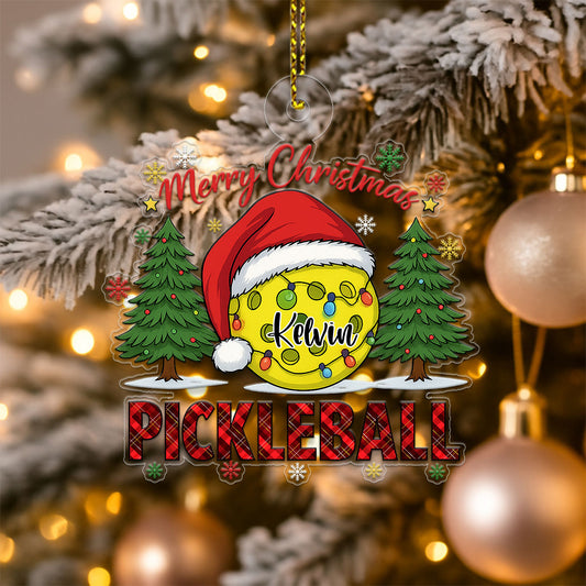 Custom Name Pickleball Merry Xmas Acrylic Ornament Christmas Gift