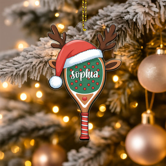Custom Name Pickleball Racket Xmas Acrylic Ornament Christmas Gift