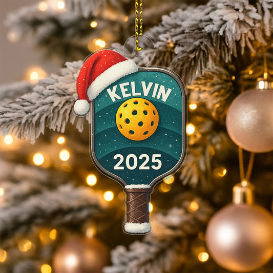 Custom Name Pickleball Racket Acrylic Ornament Christmas Gift