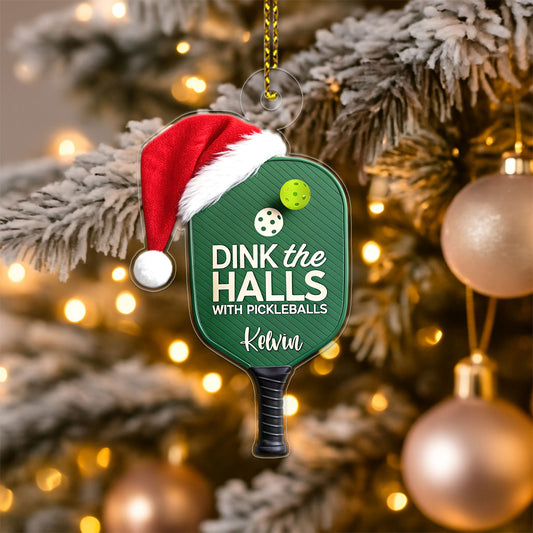 Custom Name Pickleball Santa 2 Acrylic Ornament Christmas Gift