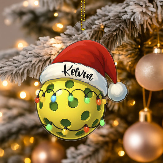 Custom Name Pickleball Santa Acrylic Ornament Christmas Gift