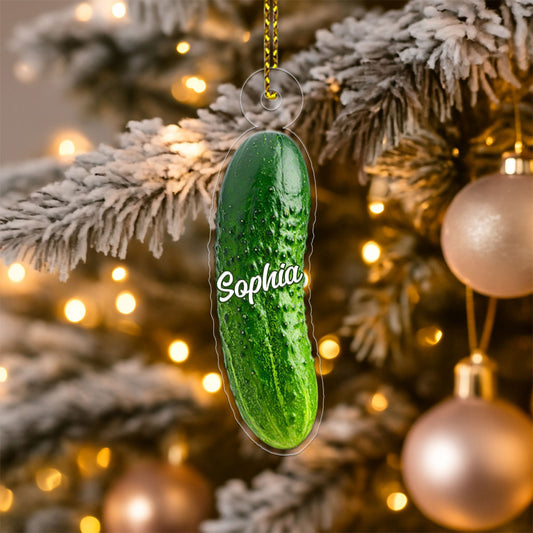 Custom Name Cucumber Xmas Acrylic Ornament Christmas Gift