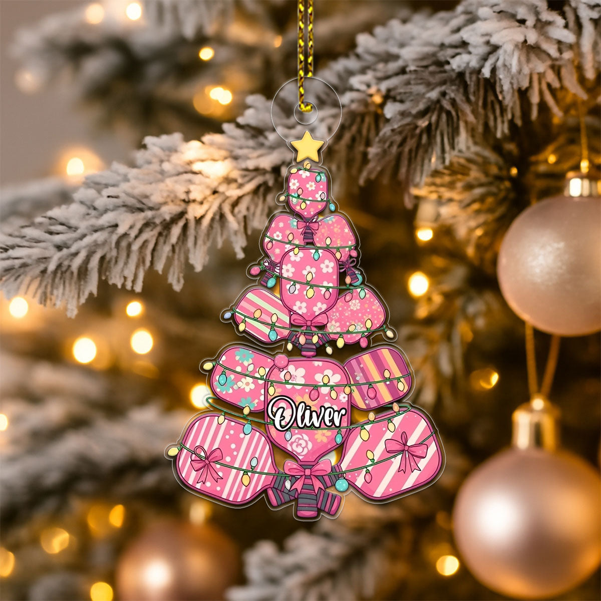 Custom Name Pickleball Xmas Girl Acrylic Ornament Christmas Gift