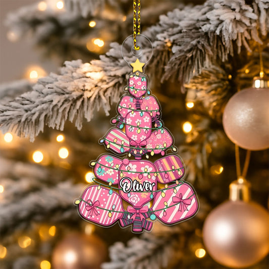 Custom Name Pickleball Xmas Girl Acrylic Ornament Christmas Gift