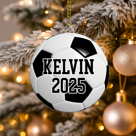 Custom Name Soccer Ball Sport Lover Acrylic Ornament Christmas Gift