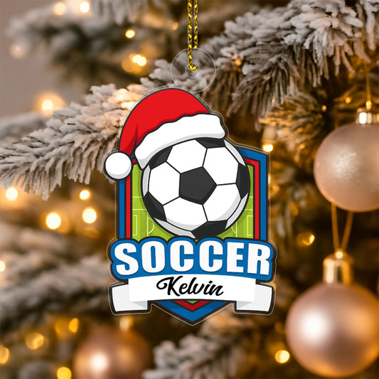 Custom Name Soccer Player Xmas Acrylic Ornament Christmas Gift