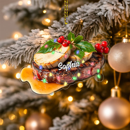 Custom Name Steak Lover Acrylic Ornament Christmas Gift