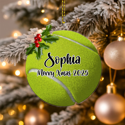 Custom Name Tennis Ball Acrylic Ornament Christmas Gift