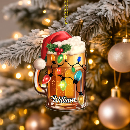Custom Name Xmas Beer Acrylic Ornament Christmas Gift