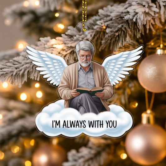 Custom Photo Angel On The Cloud Memorial Acrylic Ornament Christmas Gift
